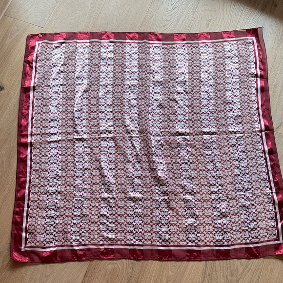 COACH Red and White Large Signature Scarf - Picture 2 of 5